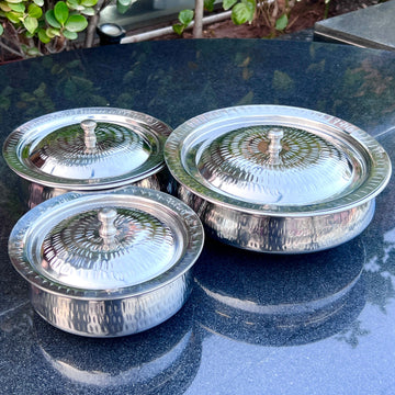 Set of 3 Handi - Shahi Serving Handi Silver-QM® Branded